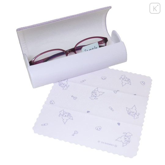 Japan Sanrio Glasses Case - Kuromi / Embroidery Purple - 2