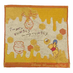 Japan Disney Mini Towel Jacquard Handkerchief - Pooh / Honey Tummy