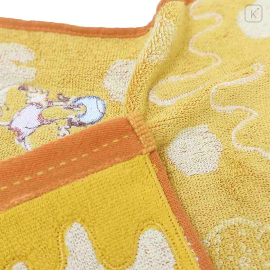 Japan Disney Mini Towel Jacquard Handkerchief - Pooh / Honey Tummy - 2