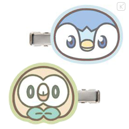 Japan Pokemon Mascot Hair Clip - Piplup & Rowlet / Pokepeace - 1