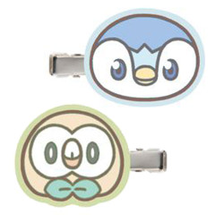 Japan Pokemon Mascot Hair Clip - Piplup & Rowlet / Pokepeace