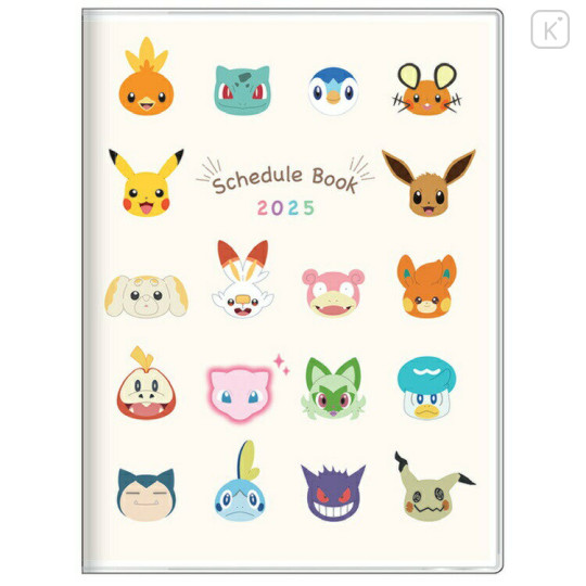 Japan Pokemon A6 Planner Monthly Schedule Book - Light Yellow 2025 - 1