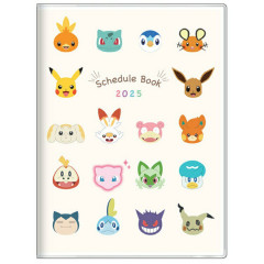 Japan Pokemon A6 Planner Monthly Schedule Book - Light Yellow 2025