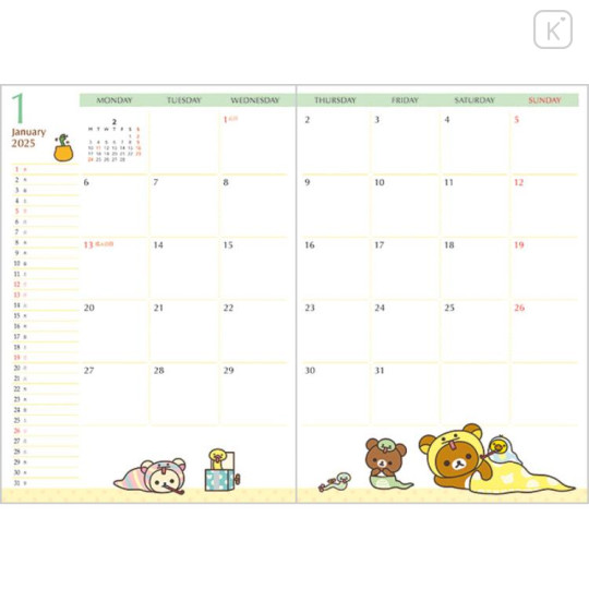 Japan San-X B6 Weekly Schedule Book - Rilakkuma : Snake 2025 - 2