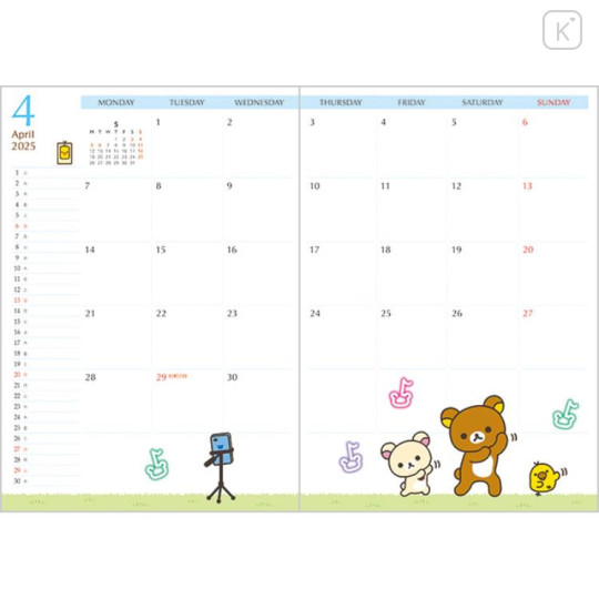 Japan San-X B6 Monthly Schedule Book - New Basic Rilakkuma 2025 - 3