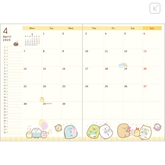 Japan San-X B6 Monthly Schedule Book - Sumikko Gurashi / Bus 2025 - 3