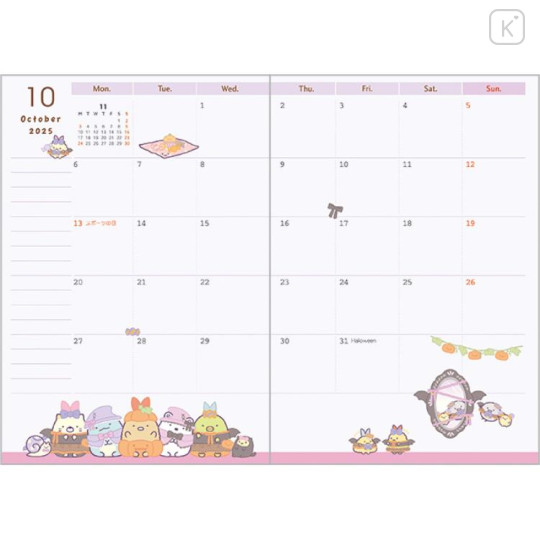 Japan San-X A6 Monthly Schedule Book - Sumikko Gurashi / Gift 2025 - 2