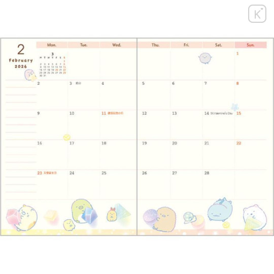 Japan San-X A6 Monthly Schedule Book - Sumikko Gurashi / Gift 2025 - 6