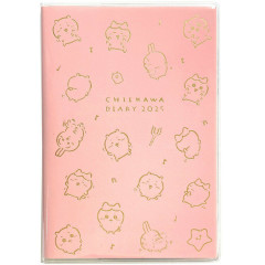 Japan Chiikawa A6 Planner Monthly Schedule Book - Pink Gold 2025