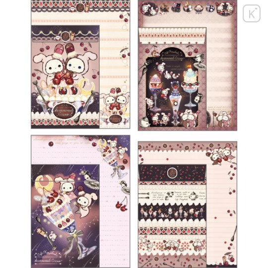 Japan San-X Letter Envelope Set - Sentimental Circus / Late Night Parfait and Stardust Tears Drain Cherries - 2