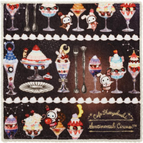 Japan San-X Mini Towel - Sentimental Circus : Late Night Parfait and Stardust Tears Drain Cherries B - 1
