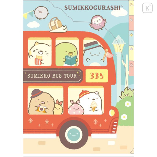 Japan San-X 5 Pockets A4 Index Holder - Sumikko Gurashi / Bus - 1