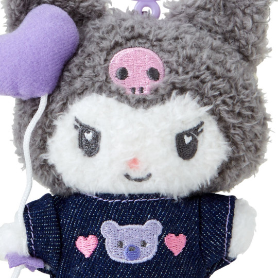 Japan Sanrio Original Mascot Holder - Kuromi / Denim Patch - 3