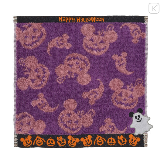 Japan Disney Store Mini Towel Jacquard Handkerchief - Mickey Mouse / Ghost Happy Halloween - 1