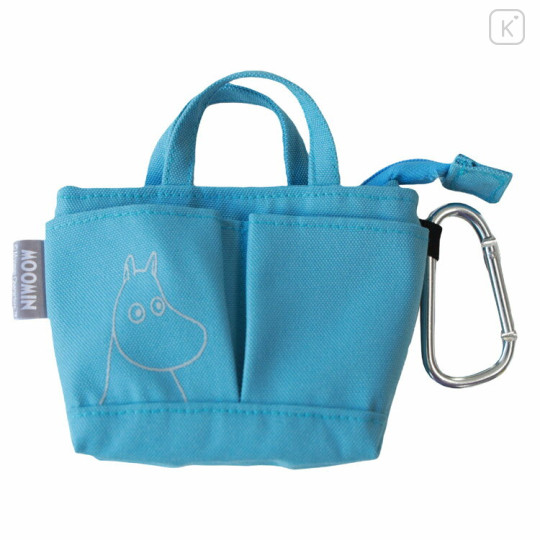 Japan Moomin Mini Pouch with Carabiner - Moomintroll / Tote Bag Style - 1