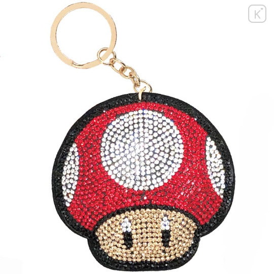 Japan Mario Glitter Deco Key Holder - Super Mario Brothers / Mushroom - 1