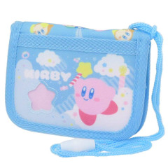 Japan Kirby Kids Bifold Wallet With Neck Strap - Kirby & Waddle Dee / Blue