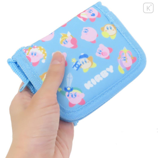 Japan Kirby Kids Bifold Wallet With Neck Strap - Kirby & Waddle Dee / Blue - 2