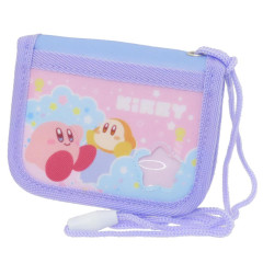 Japan Kirby Kids Bifold Wallet With Neck Strap - Kirby & Waddle Dee / Purple Pink