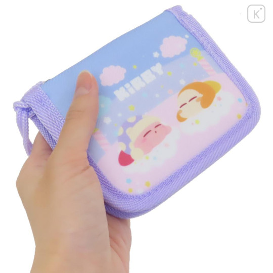 Japan Kirby Kids Bifold Wallet With Neck Strap - Kirby & Waddle Dee / Purple Pink - 2