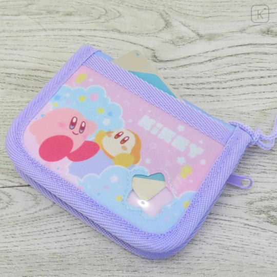 Japan Kirby Kids Bifold Wallet With Neck Strap - Kirby & Waddle Dee / Purple Pink - 3