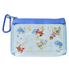 Japan Pokemon Clear Pouch with Carabiner - Fuecoco & Quaxly & Sprigatito / Blue