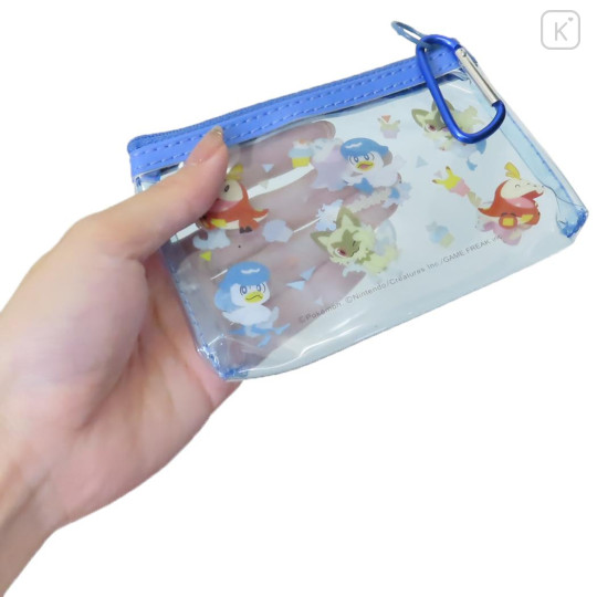 Japan Pokemon Clear Pouch with Carabiner - Fuecoco & Quaxly & Sprigatito / Blue - 2