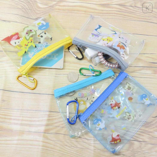 Japan Pokemon Clear Pouch with Carabiner - Fuecoco & Quaxly & Sprigatito / Blue - 3