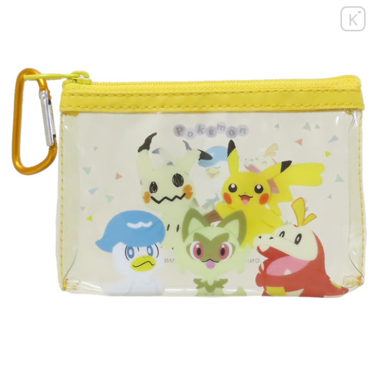 Japan Pokemon Clear Pouch with Carabiner - Everyone Is Good Friends / Yellow - 1