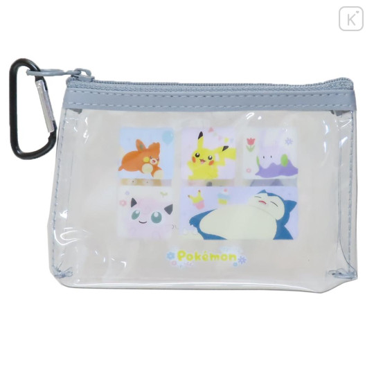 Japan Pokemon Clear Pouch with Carabiner - Colorful Style : Grey - 1