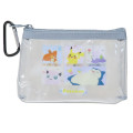 Japan Pokemon Clear Pouch with Carabiner - Colorful Style : Grey - 1