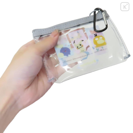 Japan Pokemon Clear Pouch with Carabiner - Colorful Style : Grey - 2