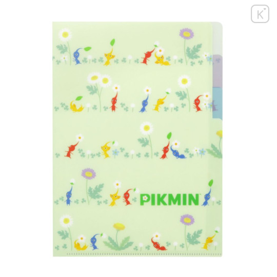 Japan Pikmin 3 Pockets A5 Clear File - Light Green - 1