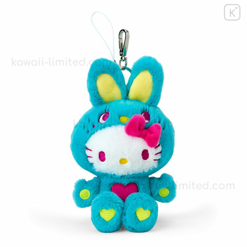 Japan Sanrio Mascot Holder - Hello Kitty : Colorful Bunny Green