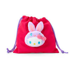 Japan Sanrio Boa Face Drawstring Bag - Hello Kitty : Colorful Bunny Red