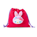 Japan Sanrio Boa Face Drawstring Bag - Hello Kitty : Colorful Bunny Red - 1