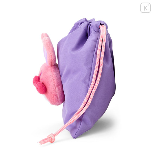 Japan Sanrio Boa Face Drawstring Bag - Hello Kitty : Colorful Bunny Purple - 2