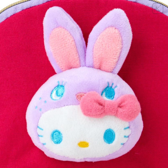 Japan Sanrio Boa Face Cosmetic Pouch - Hello Kitty : Colorful Bunny Red - 4