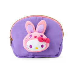 Japan Sanrio Boa Face Cosmetic Pouch - Hello Kitty : Colorful Bunny Purple