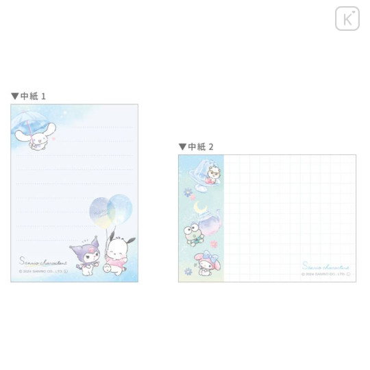 Japan Sanrio Mini Notepad - Characters / Cool Watercolor Blue - 2