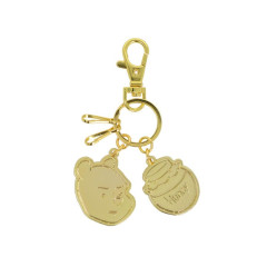 Japan Disney Metal Keychain - Pooh / Gold Doubted