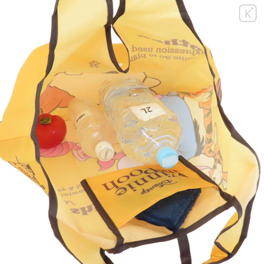 Japan Disney Eco Shopping Bag - Winnie the Pooh / Relax Orange Yellow - 3