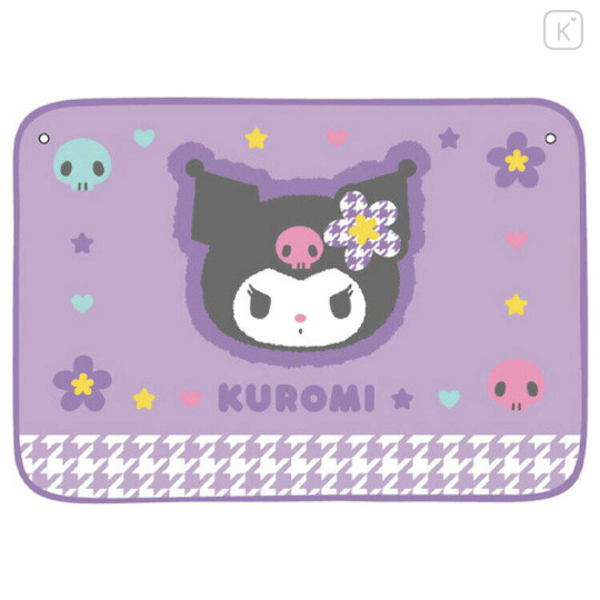 Japan Sanrio Blanket with Button - Kuromi / Y2k Houndstooth - 1