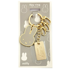 Japan Miffy Metal Keychain - Miffy / Gold Grey Face