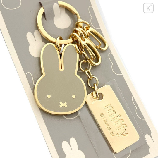 Japan Miffy Metal Keychain - Miffy / Gold Grey Face - 2