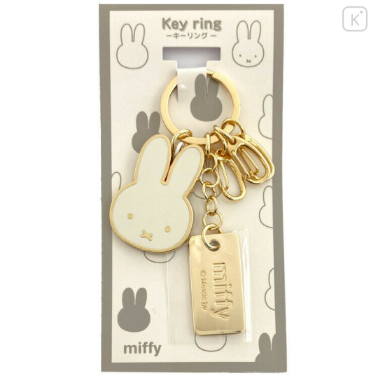 Japan Miffy Metal Keychain - Miffy / Gold White Face - 1