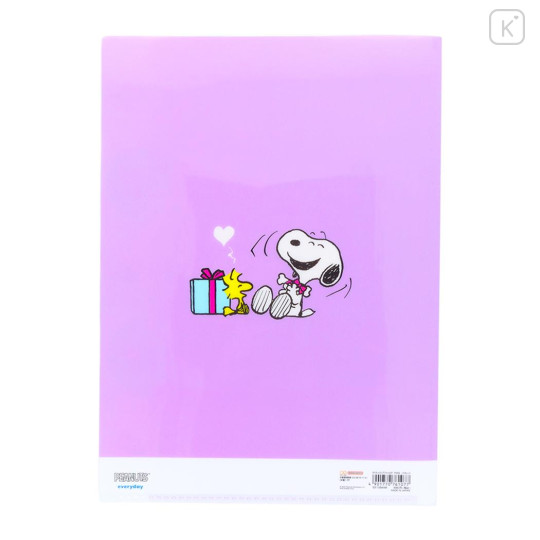 Japan Peanuts 5 Pockets A4 Index File Holder - Snoopy & Woodstock / Light Purple - 2