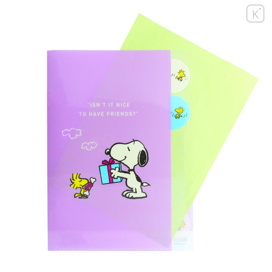 Japan Peanuts 5 Pockets A4 Index File Holder - Snoopy & Woodstock / Light Purple - 3