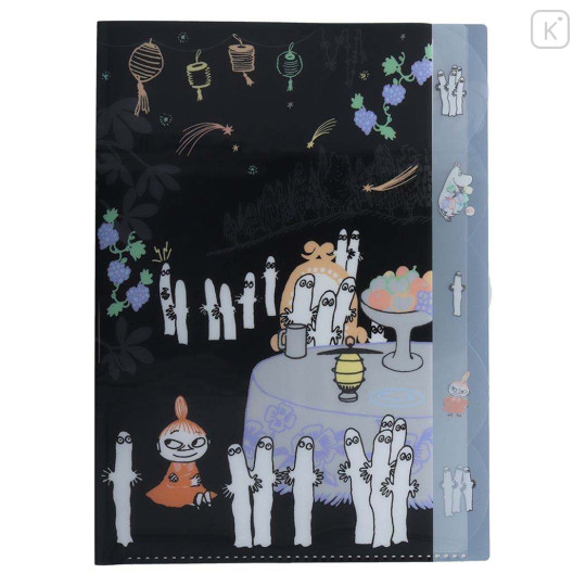 Japan Moomin 5 Pockets A4 Index File Holder - Hattifatteners & Little My / Black - 1