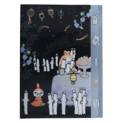 Japan Moomin 5 Pockets A4 Index File Holder - Hattifatteners & Little My / Black